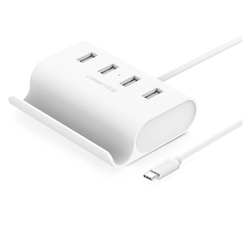 Ugreen 30288 màu trắng bộ chuyển đổi type c sang 4 usb 3.0 hỗ trợ nguồn micro usb + vỏ bọc nhựa abs 30288