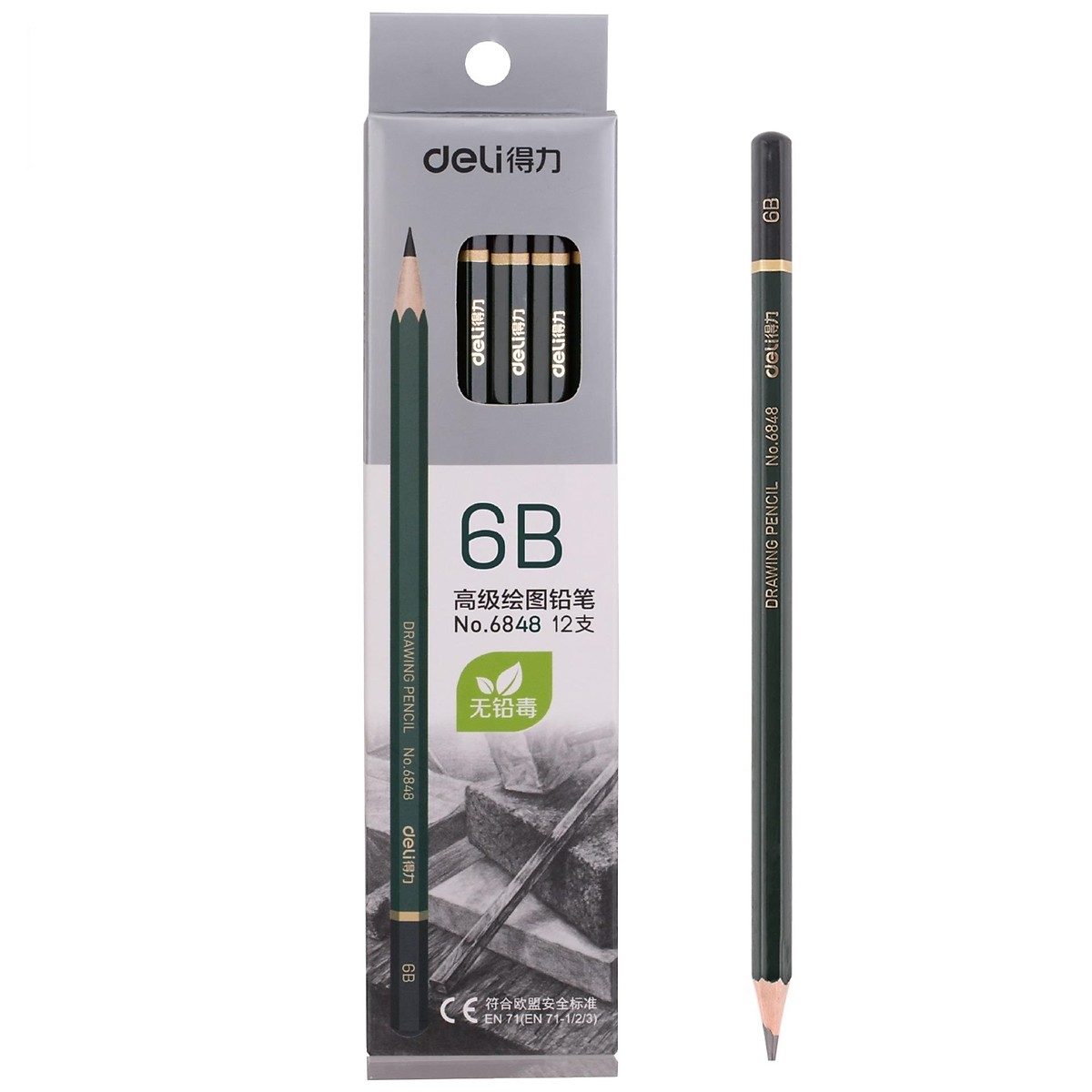 (1 Hộp 12 Cây) Bút chì lục giác 6B Deli 6848