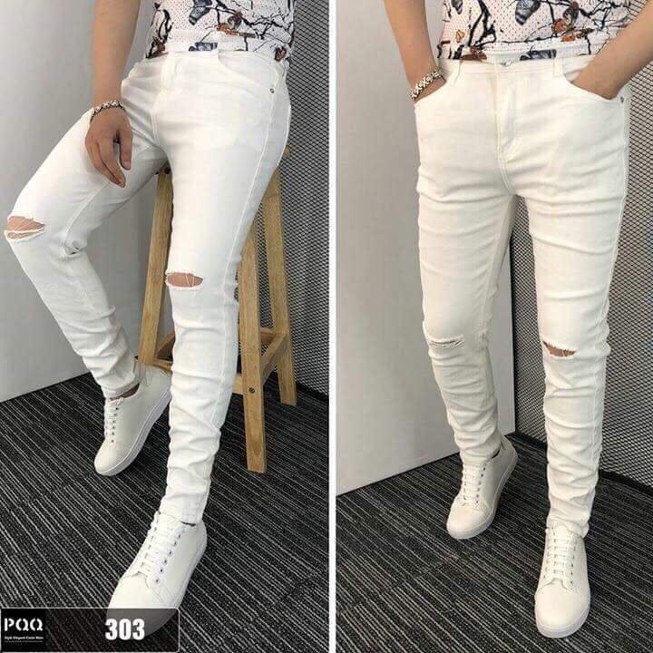 [HCM]Quần Jean Nam Rách Gối quần Rin hàn quốc dày co giãn Quần Jeans co giãn Hot quần Rin nam đẹp quần jeans nam đen - Nam Thần Shop( Cam Kết Như Hình)
