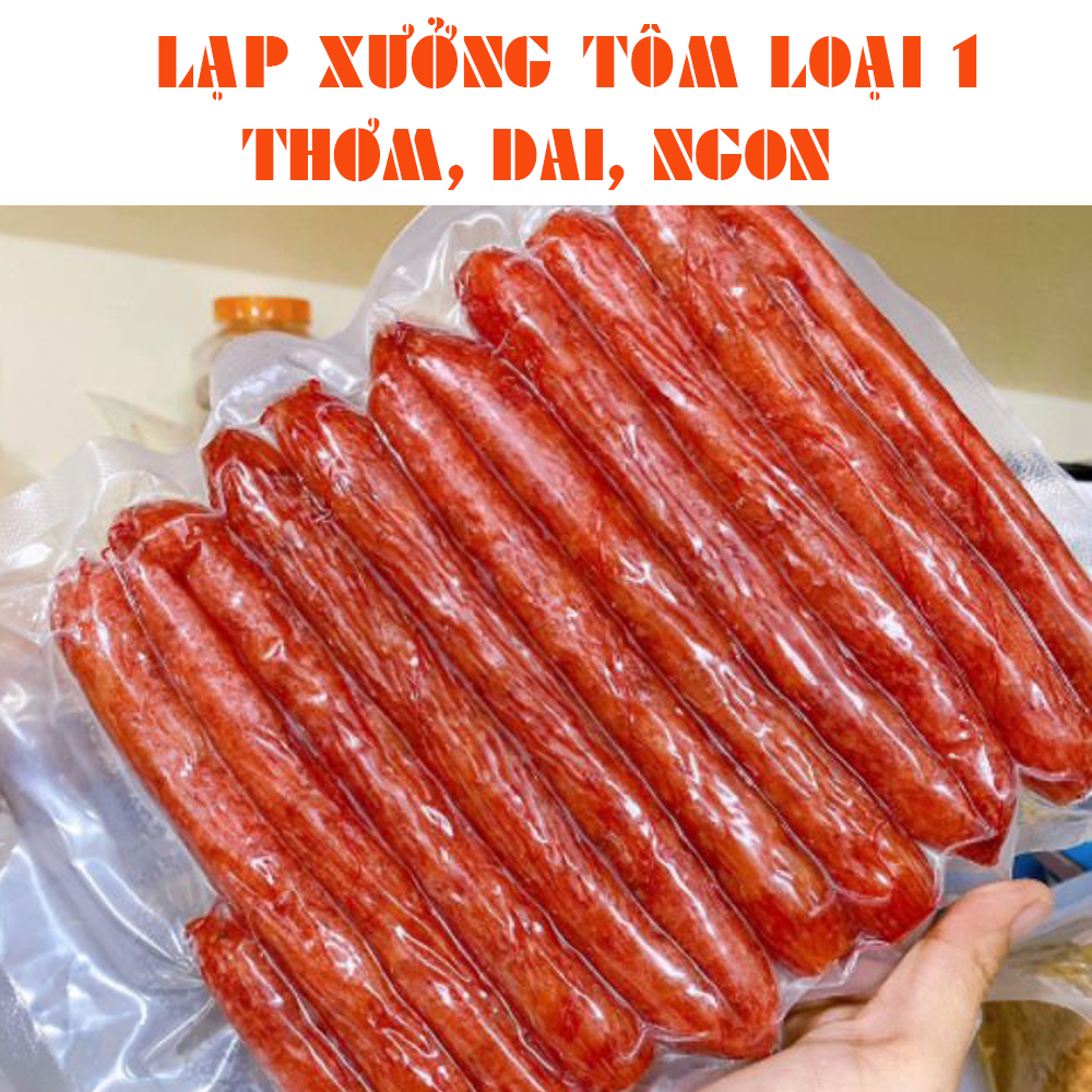 Lạp xưởng tám vui, Lac xuong tom - Lạp xưởng tôm loại 1 , Thơm, Dai, Ngon - 80% tôm, cam kết ATVS thực phẩm - 200g