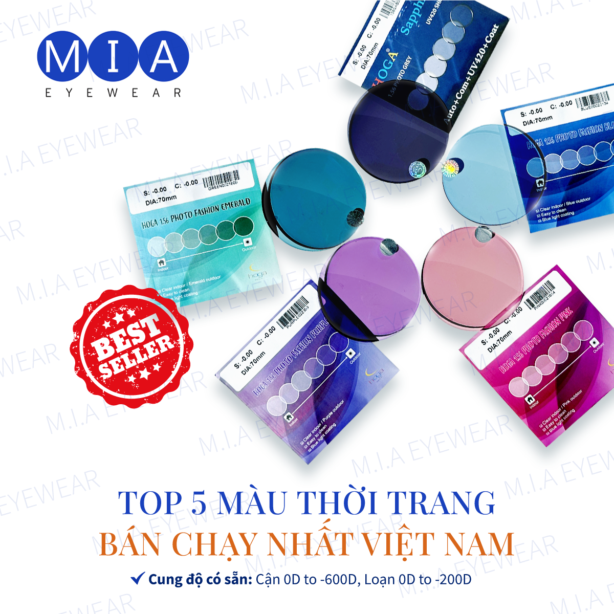 Tròng kính đổi màu hoga chống asx chống uv cận loạn chính hãng