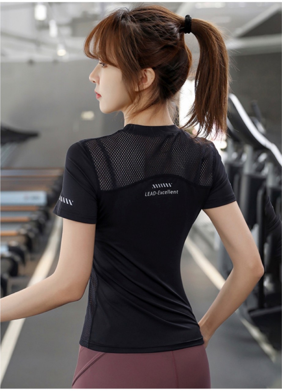 áo thể thao tập gym yoga nữ phối lưới LEAD