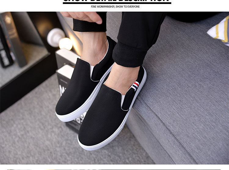 Shoes men's shoes spring old Beijing cloth shoes men's versatile trendy tendon bottom canvas shoes fleece-lined lazy casual shoes