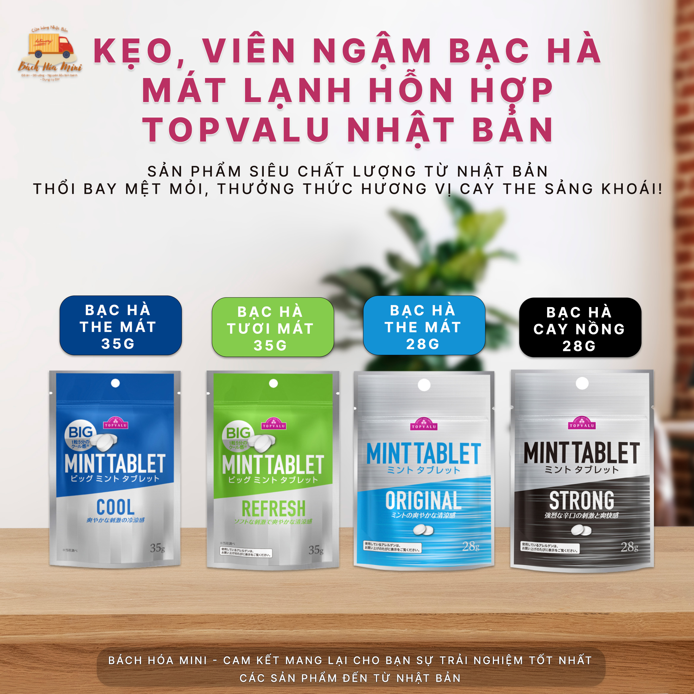 Kẹo, Viên Ngậm Bạc Hà Mát Lạnh Hỗn Hợp Topvalu Nhật Bản  - Bách Hóa Mini