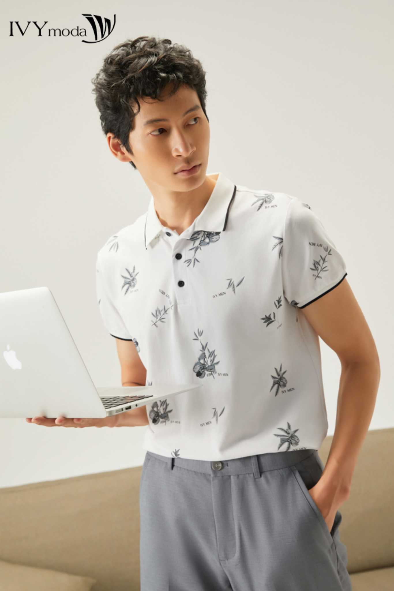 Quần dài nam dáng slim lịch lãm ivy moda ms 22e3011
