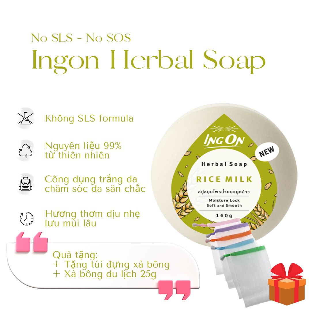 Xà Bông Thiên Nhiên Ing On Thái Lan 160g - Chính Hãng - Trắng Da, Khử Mùi, Mềm Mịn
