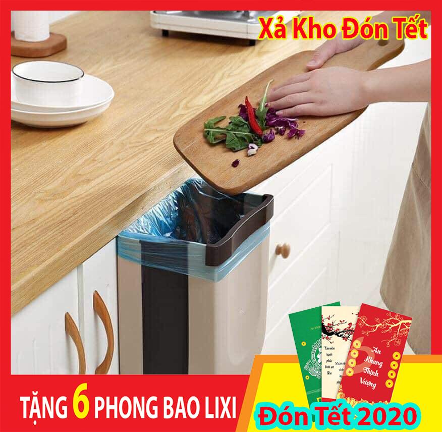 Thùng rác kẹp tủ treo gấp gọn nhà bếp - Thùng rác đa năng gấp gọn