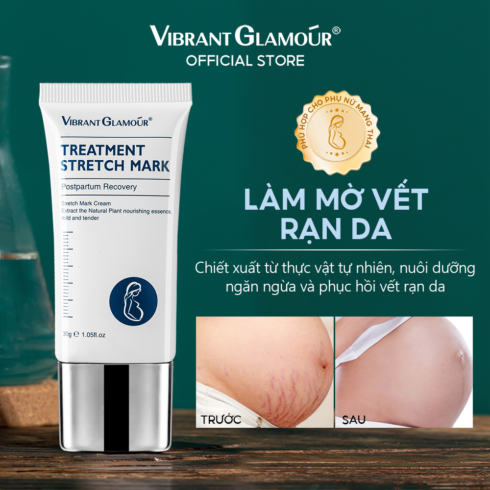 Kem làm mờ rạn da VIBRANT GLAMOUR Dành cho bà bầu  Anti-stretch Marks Cream giảm thâm Làm Trắng Chống Lão Hóa  Không gây hại cho em bé 30g