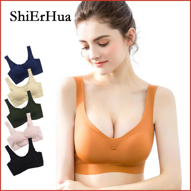 ShiErHua Áo ngực đẩy lên không dây siêu thoải mái dành cho nữ khi ngủ thể thao hoặc mặc hàng ngày