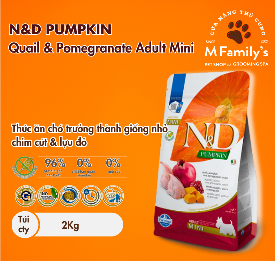 Farmina N&D Pumpkin Quail Adult Dog Mini 2Kg