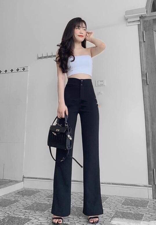 [Quần Ống Loe-Cạp Cao]-2 Khuy Tôn Dáng-Vải Cao Cấp Loại 1-Sale Lỗ Giới Thiệu Sản Phẩm-Hàng Thiết Kế Full Size.
