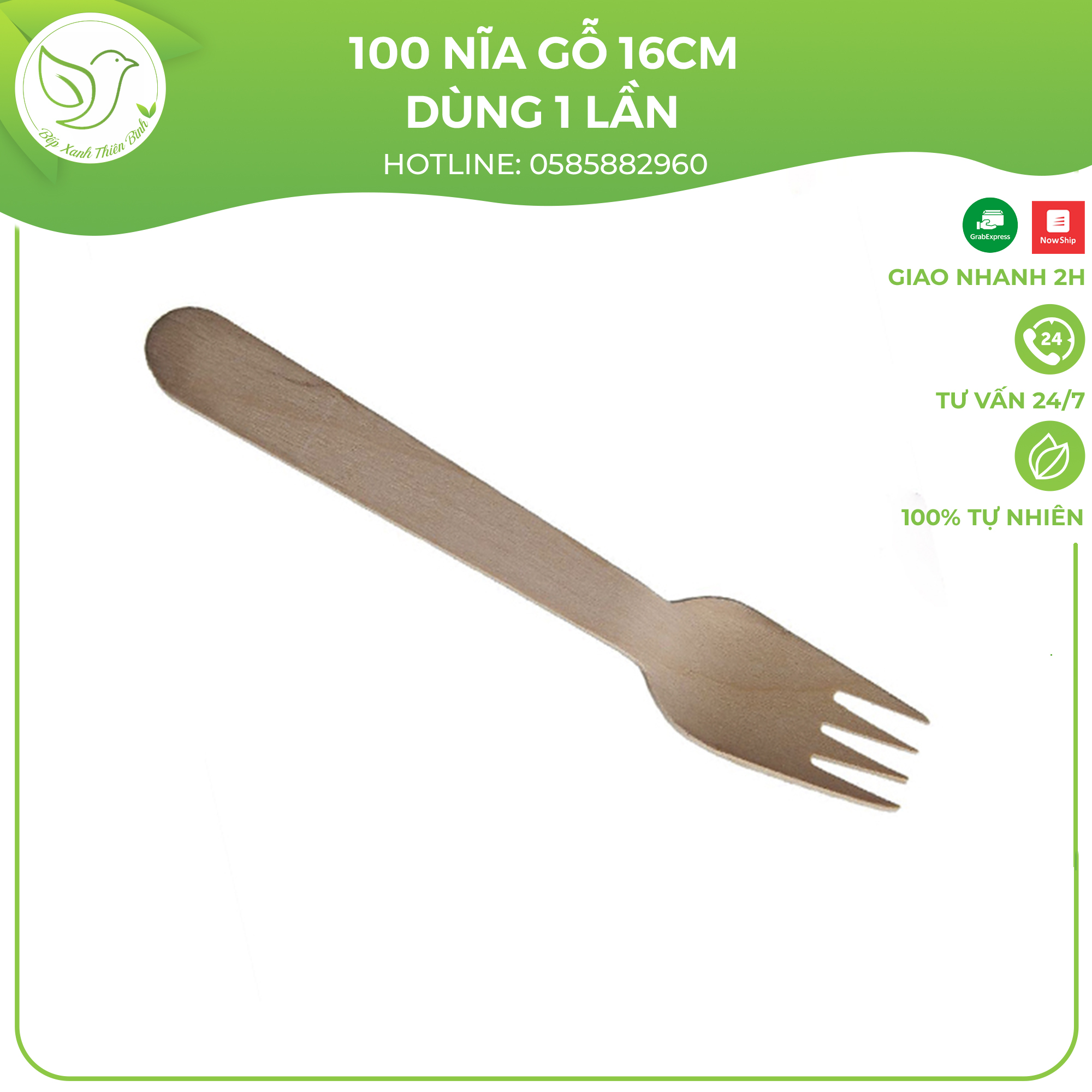 100 Nĩa gỗ dùng một lần kiểu Nhật 16cm an toàn tiệt trùng, bảo vệ môi trường