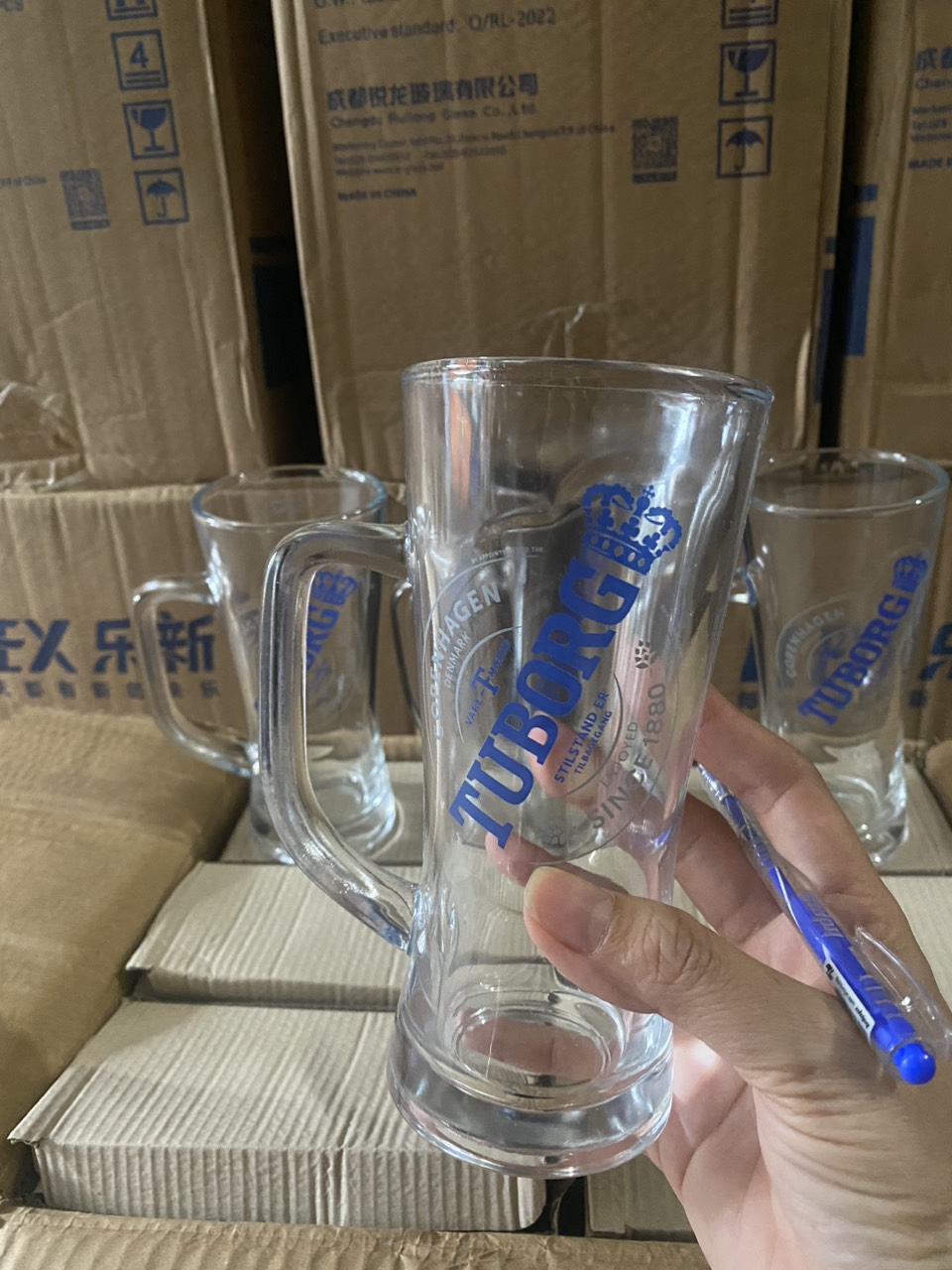 Set 6 ly thủy tinh có quai 300ml(Quà tặng Tuborg)