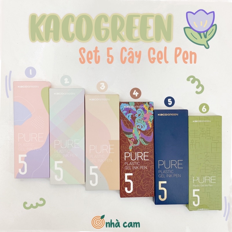 Bút gel kaco pure hộp giấy nhà cam