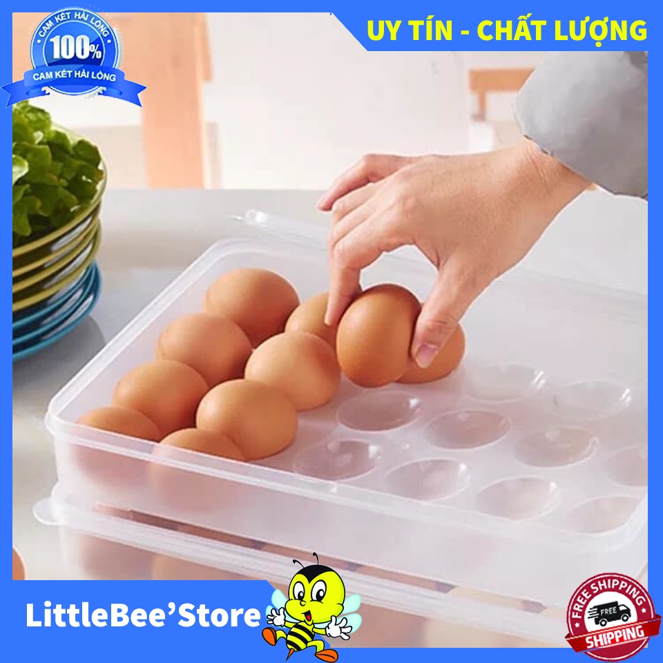 Khay Đựng Trứng 24 Quả - Hộp Đựng Trứng Gà Vịt 1 Tầng Có Nắp Tiện Dụng - Bảo Quản Tiện Lợi, An Toàn, Sạch Sẽ