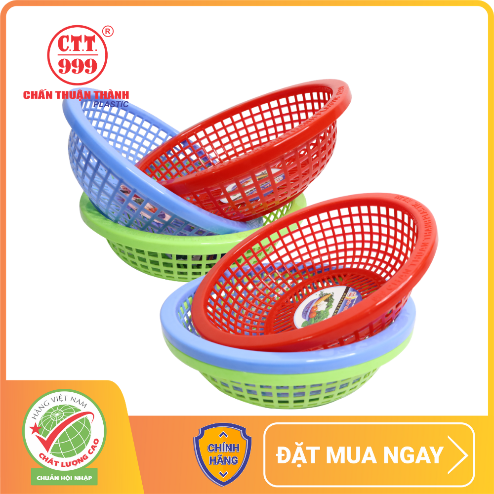 Combo 6 Rổ nhựa tròn 27cm Chấn Thuận Thành đựng đồ đạc, đựng thực phẩm rau củ đa năng tiện lợi RC2720-6 (nhiều màu)