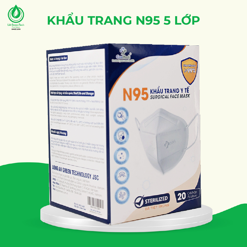 Medical caemedi N95 premium, antibacterial, filter dust dirty disqualification BFE, FDA, CE export European-box 20 piece