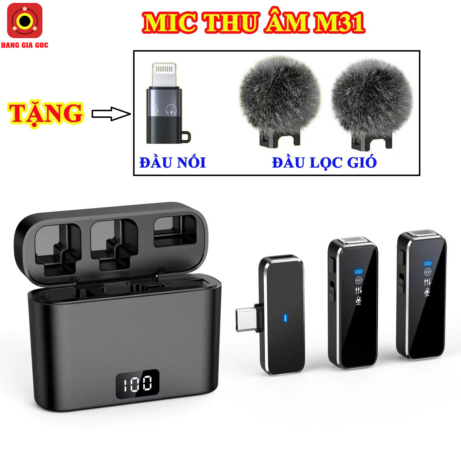 Bộ Micro Thu Âm Không Dây Cài Áo M31 Mẫu Mới Kết Nối Tự Động, Lọc Ồn, Âm Thanh To Rõ