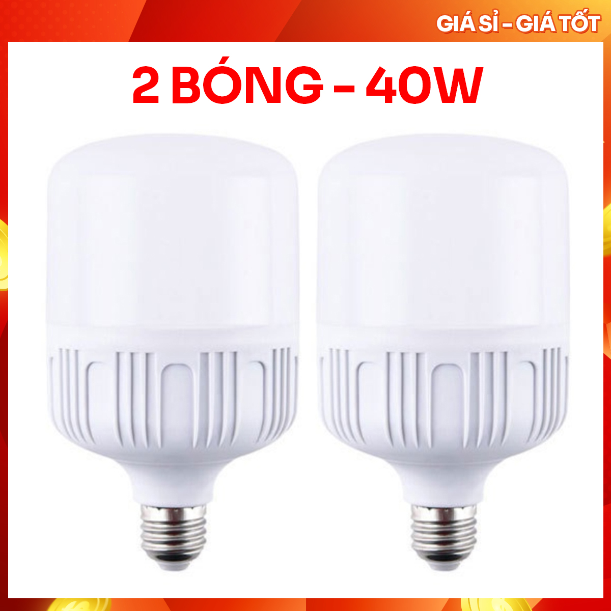 Bộ 2 bóng đèn led trụ 40w đuôi e27 siêu sáng - tiết kiệm điện - bảo hành 12 tháng