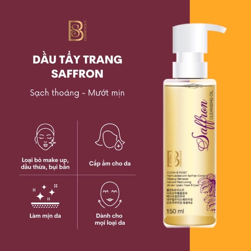Dầu tẩy trang nhụy hoa nghệ tây chiết xuất saffron BS COSMETICS 150ml