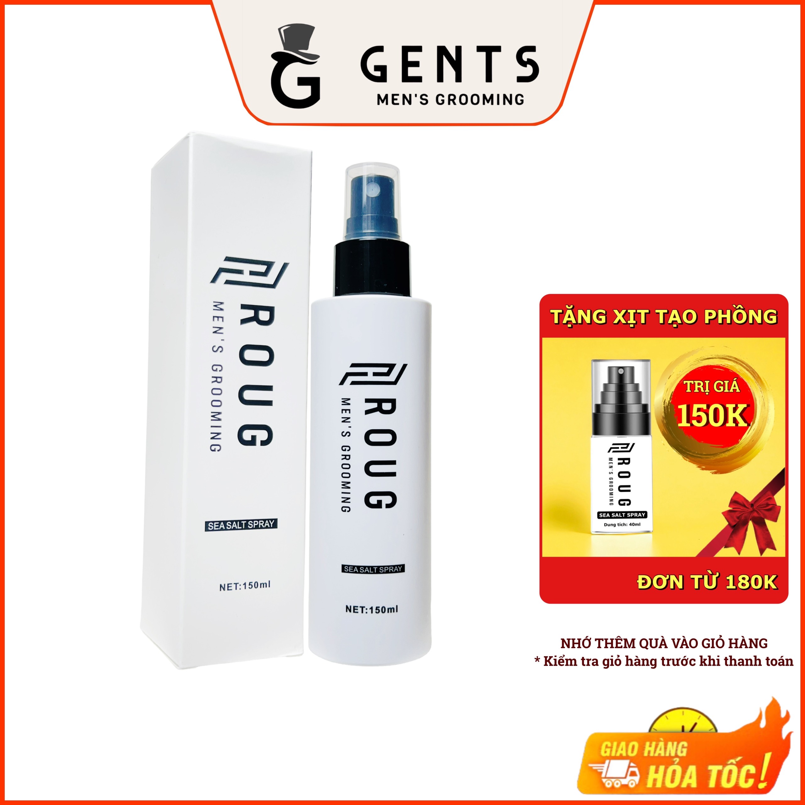Xịt tạo phồng tóc Roug Sea Salt Spray 150ml - Xịt dưỡng pre-styling giữ nếp tạo kiểu tóc nam