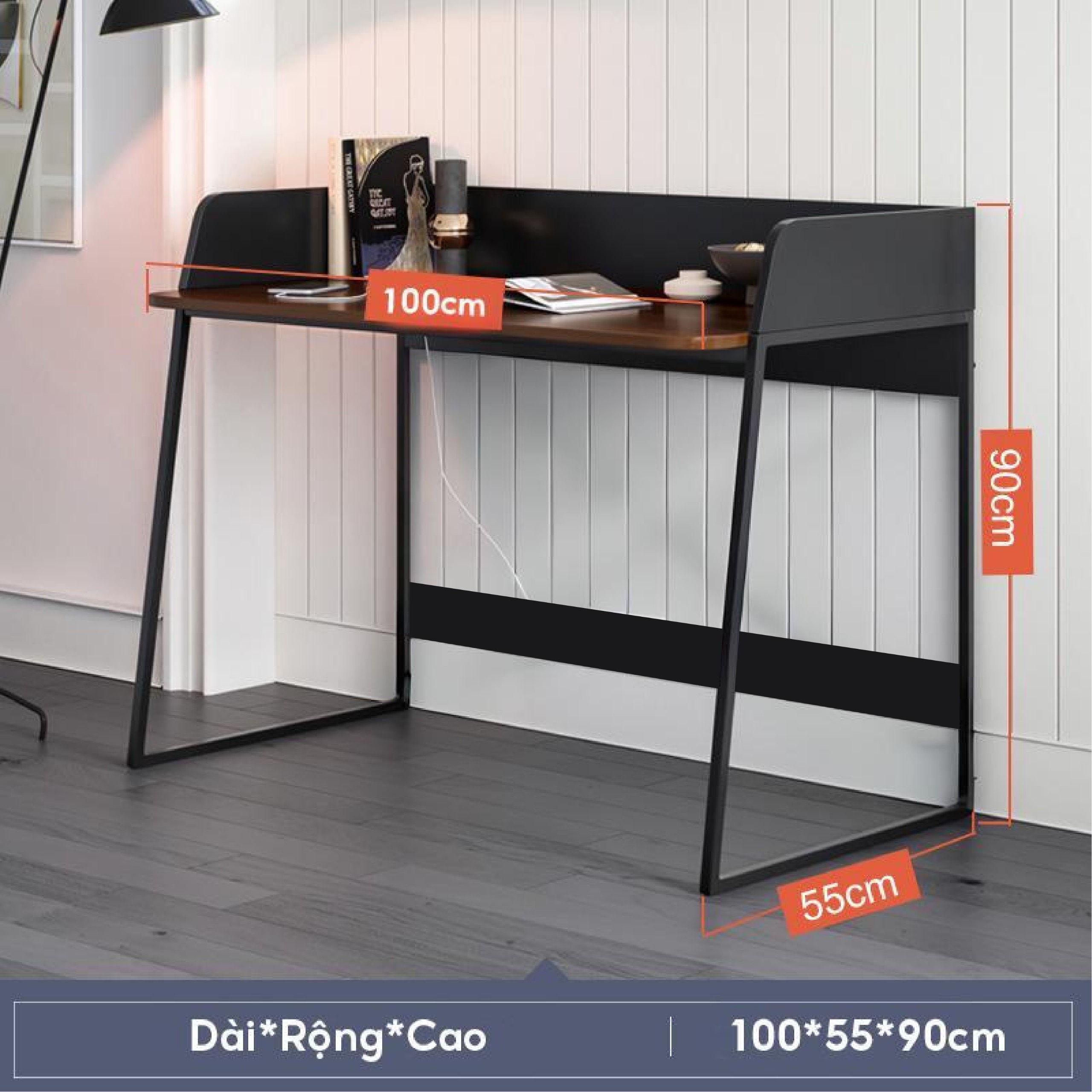 Bàn làm việc phong cách Ý hiện đại sang trọng, khung sắt chắc chắn