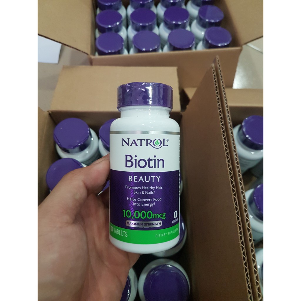 Viên Uống Natrol Biotin 10000 Mcg hộp 100 Viên, của Mỹ