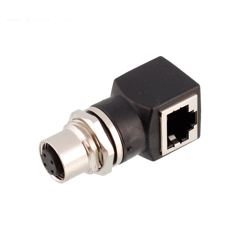 Công nghiệp 4pin 8 pin để RJ45 Mạng Ethernet đường sắt Quá Cảnh tín hiệu Adapter M12 Aviator nối d-mã hóa 8pin x khóa mã hóa