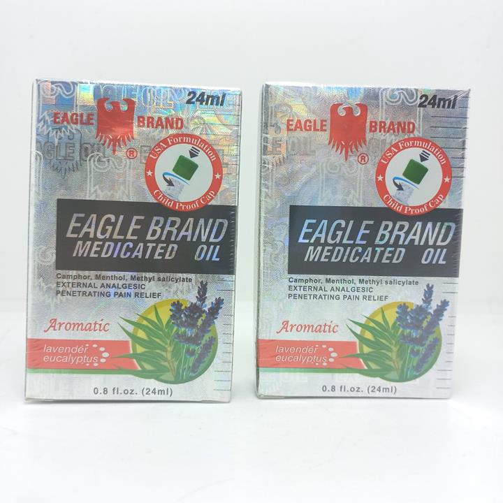 2 Chai Dầu Gió trắng hương lavender 2 nắp con ó Singapore nhập Mỹ 24ml