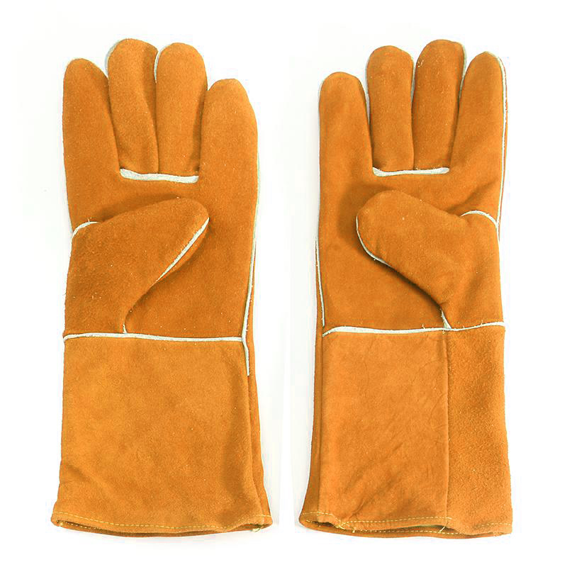 Găng tay chịu nhiệt - Găng tay da bò thợ hàn loại tốt  - Da thật chống cháy bảo vệ cổ tay
