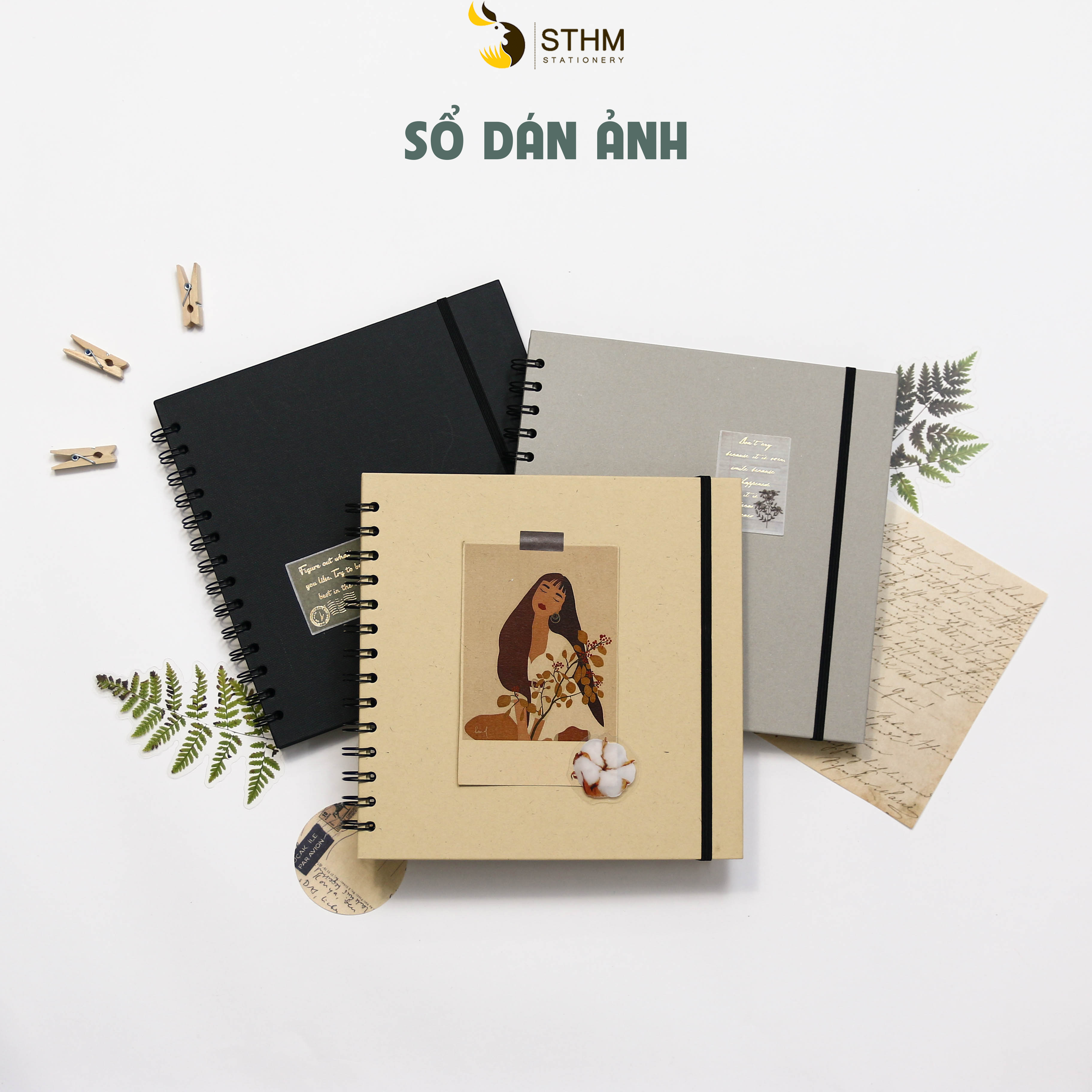  Sổ dán ảnh - Scrapbook 20x20cm 50 trang giấy mỹ thuật cao cấp dày 250gsm - STHM stationery 