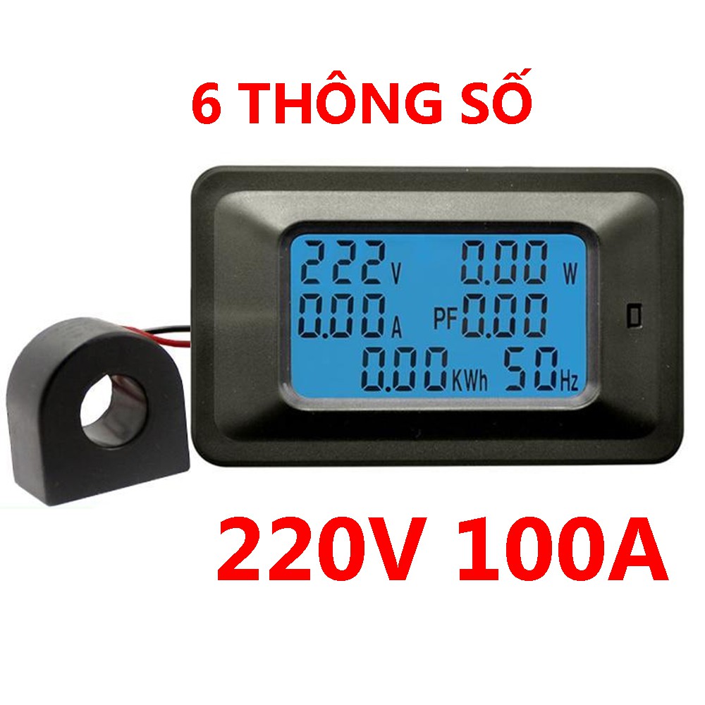 Công tơ điện tử 1 pha 6 thông số P06S 100A 20A có đèn nền và reset - đồng hồ đo điện cảnh báo công suất