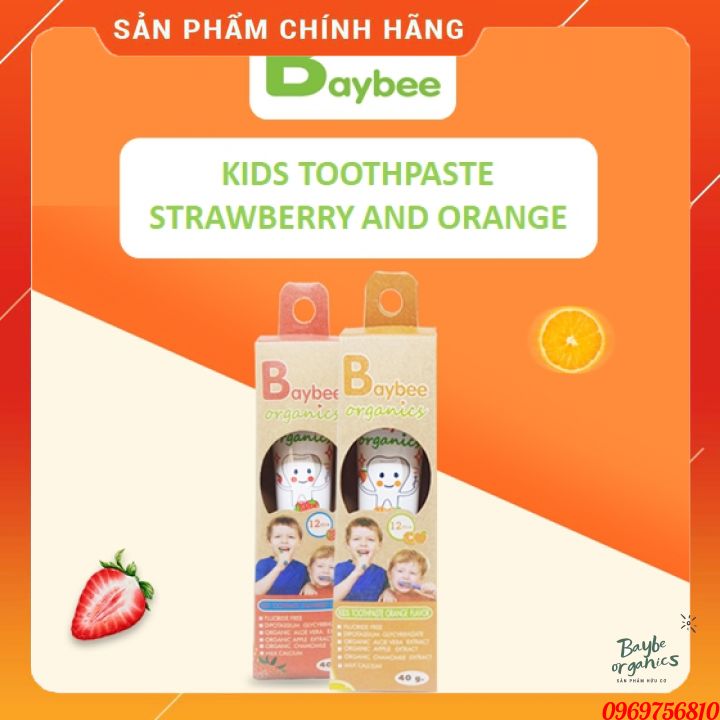 Kem Đánh Răng + Tặng bàn chải đánh răng Baybee Organic 40gr Nuốt Được Cho Bé Từ 1 Tuổi