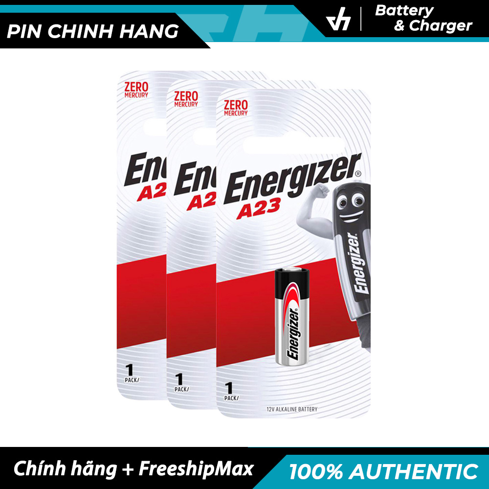 Bộ 3 pin energizer a23 alkaline - pin kiềm thỏi nhỏ điện áp 12v