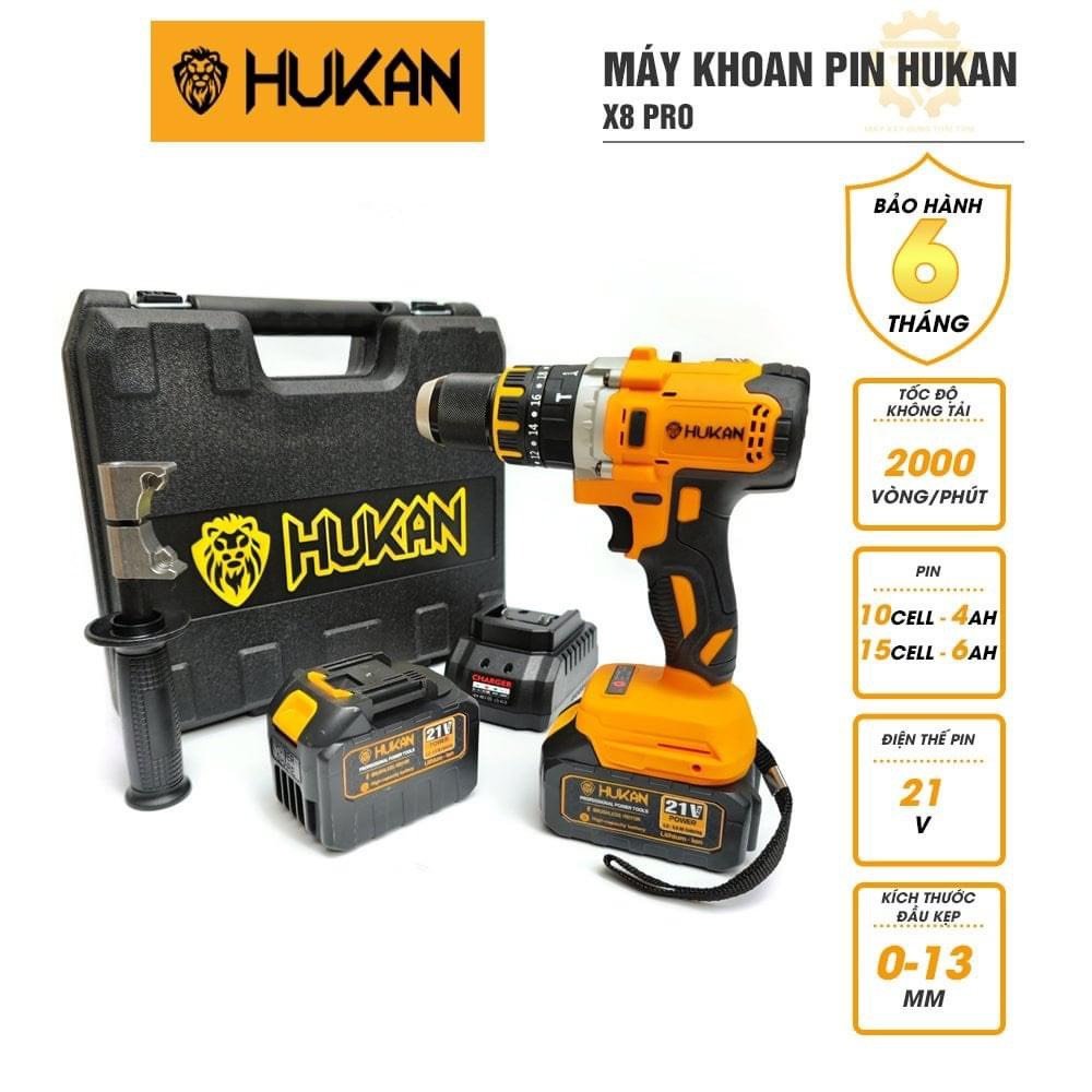 Máy khoan pin hukan x8 pro 21v cao cấp pin to 15cel dung lượng cao bh 6 tháng