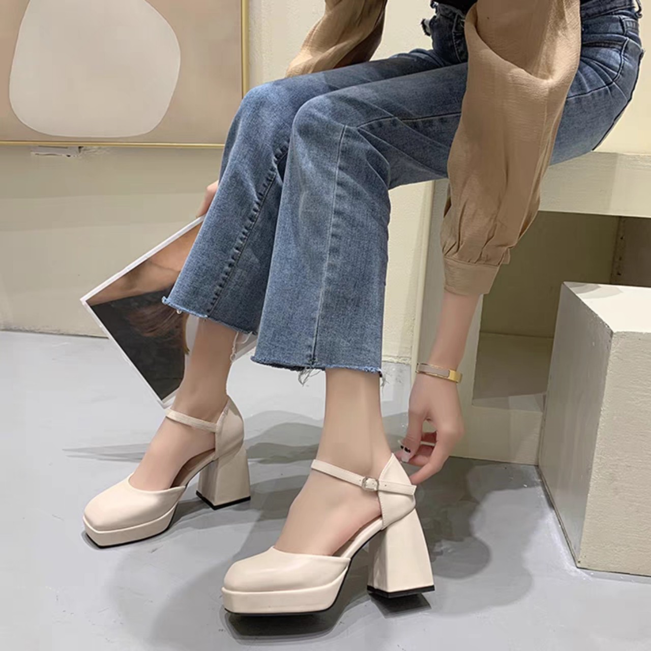 Giày cao gót 9cm mũi vuông cao cấp