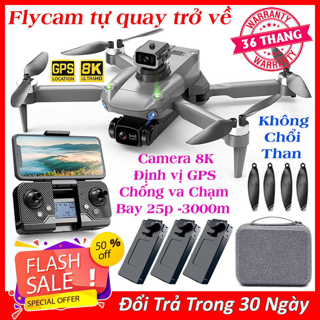 Flycam K998 Max G.P.S 5G - Máy bay flycam 8k - Fly cam giá rẻ - Flycam có camera - Phờ lai cam - Play camera Động Cơ Không Chổi Than, Cảm Biến Chống Va Chạm, Bay 25 Phút.