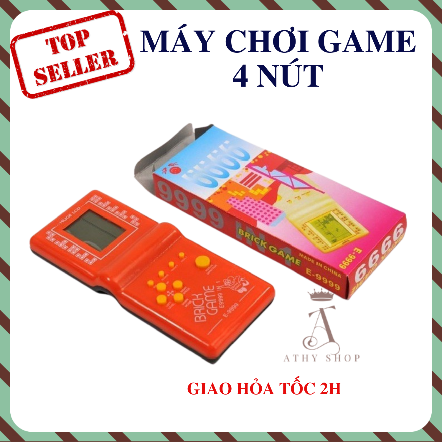 MÁY CHƠI ĐIỆN TỬ 4 NÚT XẾP GẠCH HUYỀN THOẠI bấm game tay cầm trắng đen dùng pin trò chơi ký ức tuổi thơ rắn ăn mồi bắn xe tăng brick games trò chơi 8x 9x