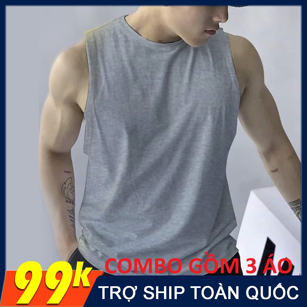 [HCM]Combo 3 Áo thun ba lỗ nam tanktop TK chuẩn gym mặc nhà dạo phố - Áo thun trơn nhiều màu - Thun cotton thoáng mát