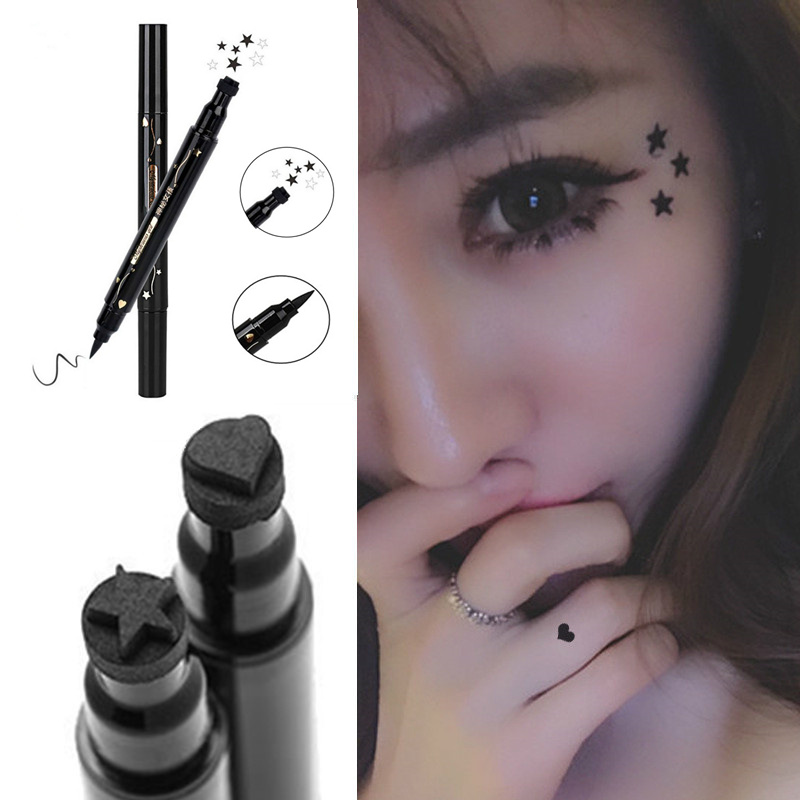 BÚT KẺ MẮT 2 ĐẦU MYSTERIUOS GIRL, Bút xâm hình ngôi sao, trái tim, mặt trăng cực oách cao cấp chống thấm nước. Mực lên đậm màu, giúp bạn trở nên ấn tượng hơn với sự sáng tạo của riêng mình