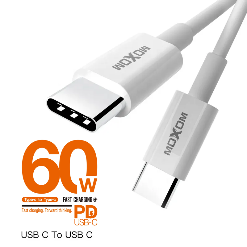 Dây sạc nhanh pd 60w original moxom cc71a cổng type-c to type-c cho samsung oppo xiaomi redmi, dài 1m