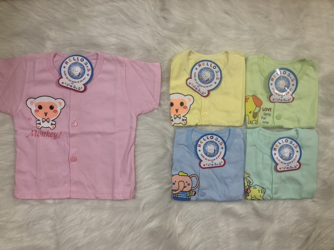 Thanh lý -10 áo cộc sơ sinh cotton 4 chiều đủ size cho bé trai và bé gái