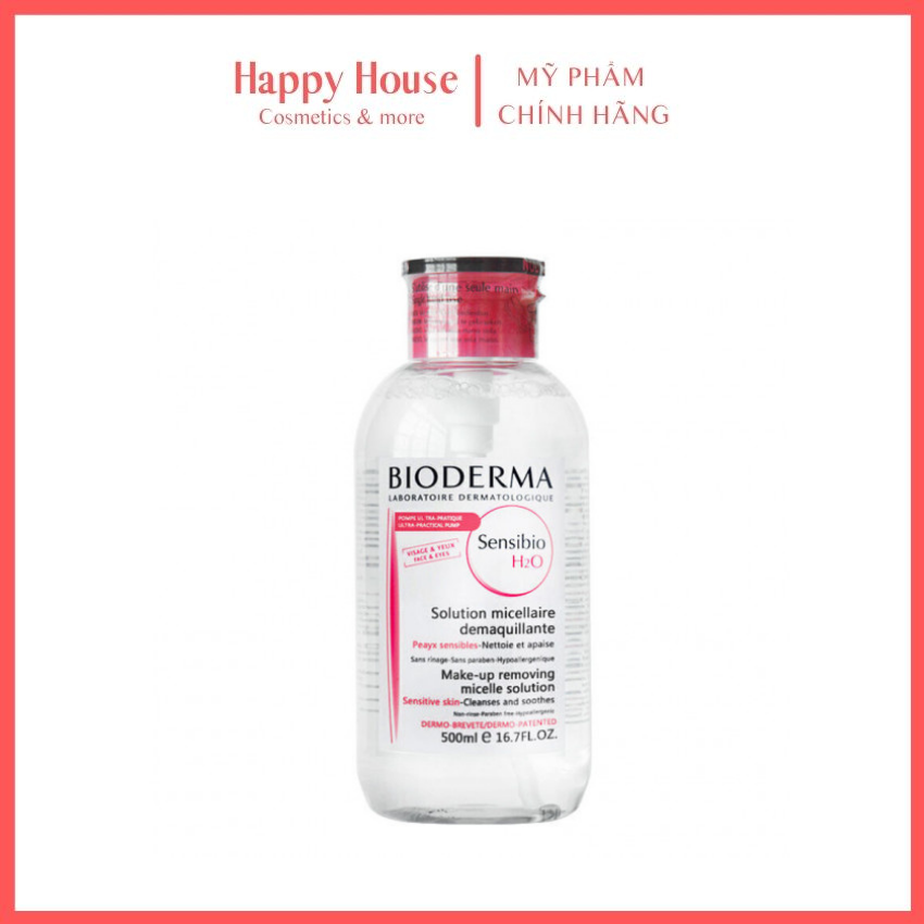 Tẩy Trang Bioderma Sensibio H2O 500ml nắp ấn- Happy House