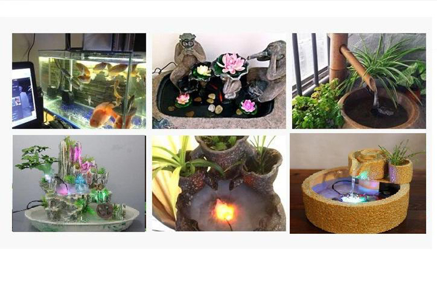 Máy bơm chìm 5W kèm 4 bóng led nhiều màu cho thác nước mini bể cảnh tiểu cảnh