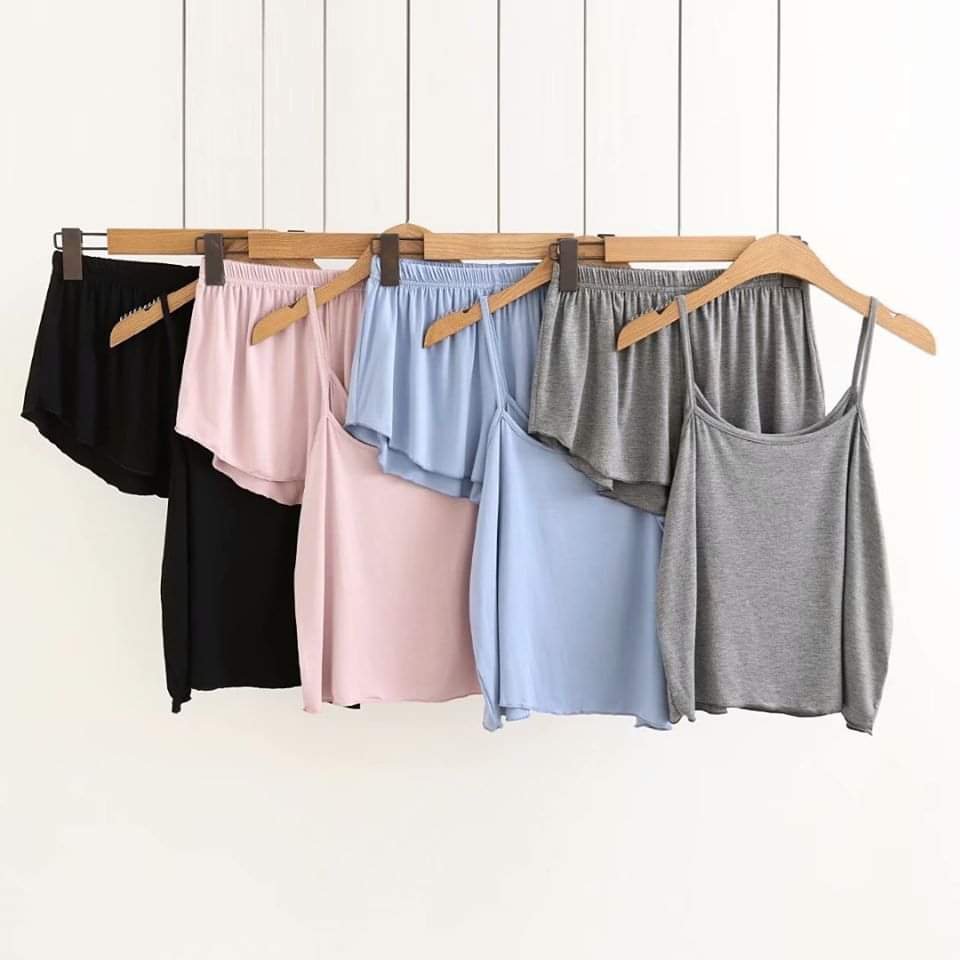 Đồ bộ nữ mặc ở nhà quần đùi 2 dây thun cotton mềm mịn mặc ngủ siêu thích