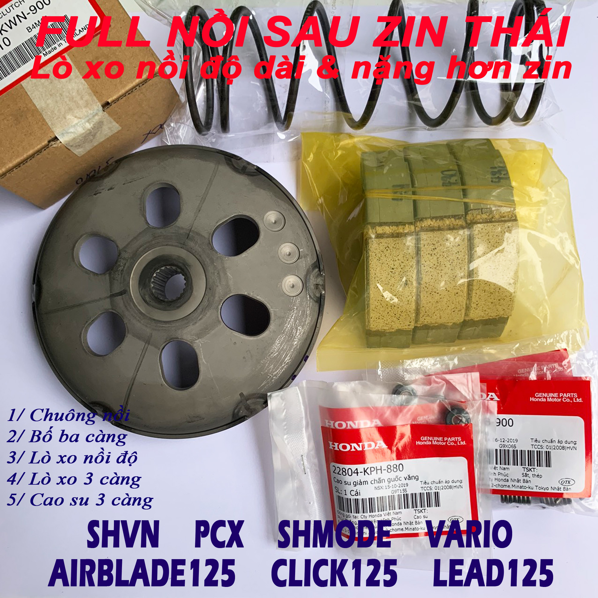 Full bộ nồi sau PCX SHVN Vario SHMode AB125 Click125 Lead 125 - Thái Lan