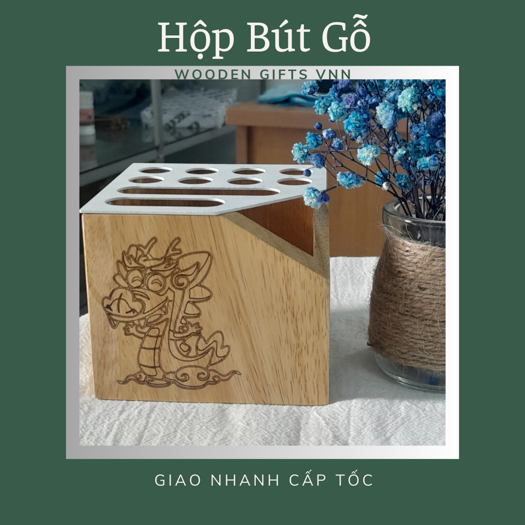 Hộp cắm bút gỗ nhiều màu - Hộp đựng bút nhiều màu - Hộp đựng bút trang trí