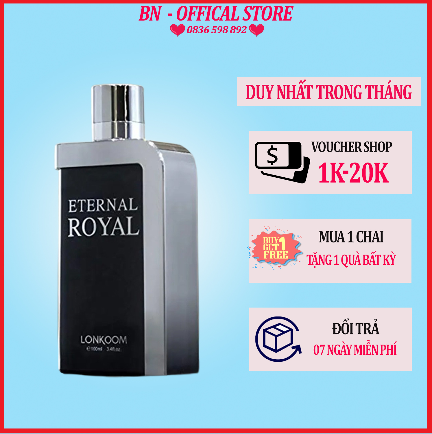Nước hoa nam cao cấp eternal royal 100ml hương thơm mạnh mẽ cuốn hút