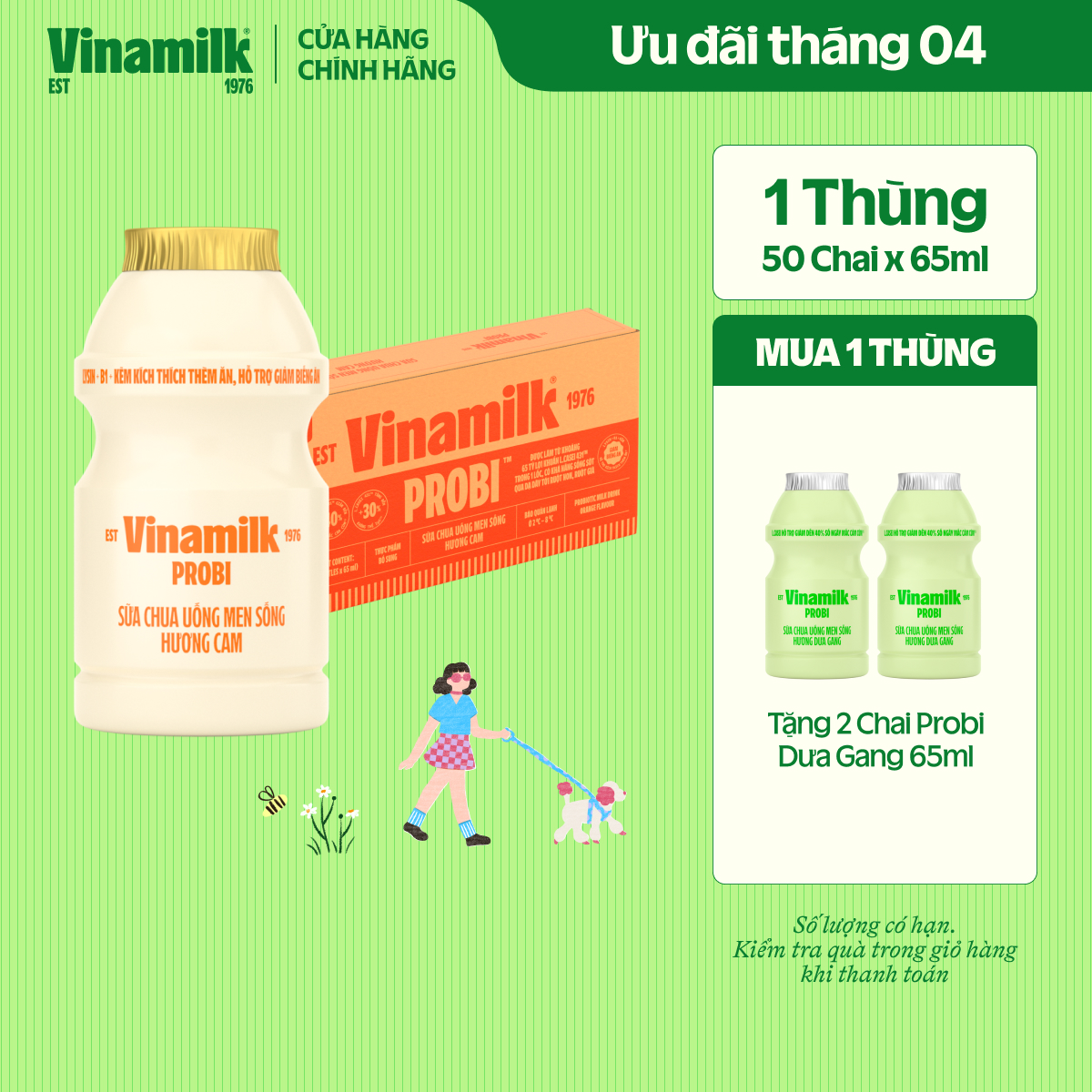 [CHỈ GIAO TRONG BÁN KÍNH 15KM] Thùng 50 Chai Sữa Chua Uống Men Sống Hương Cam Probi Pedia+ _ 10 Lốc x Chai 65ml