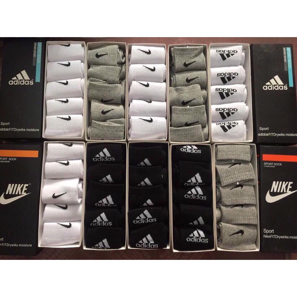 ?FREESHIP?[MÃ FUNNYTAT giảm 15k đơn 199k] Hộp Tất/Vớ Nike - Adidas thể thao cổ thấp hàng dệt kim siêu đẹp - Xuất Khẩu